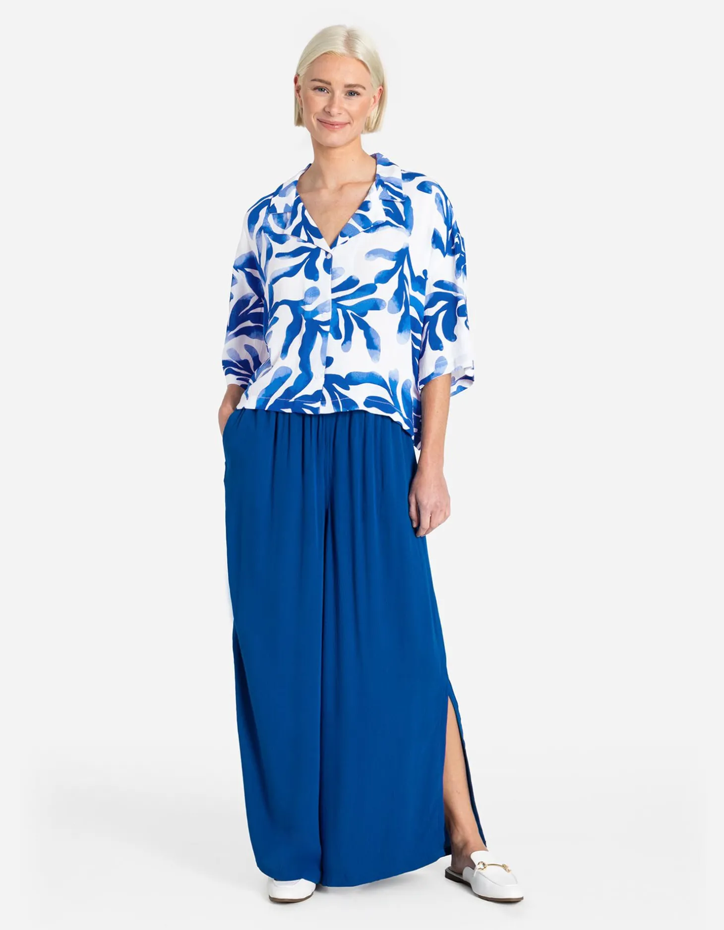 Overhemdblouse - LENZING™ ECOVERO™ - wit