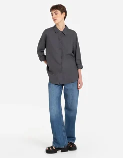 Overhemdblouse - Linnenmix - zwart