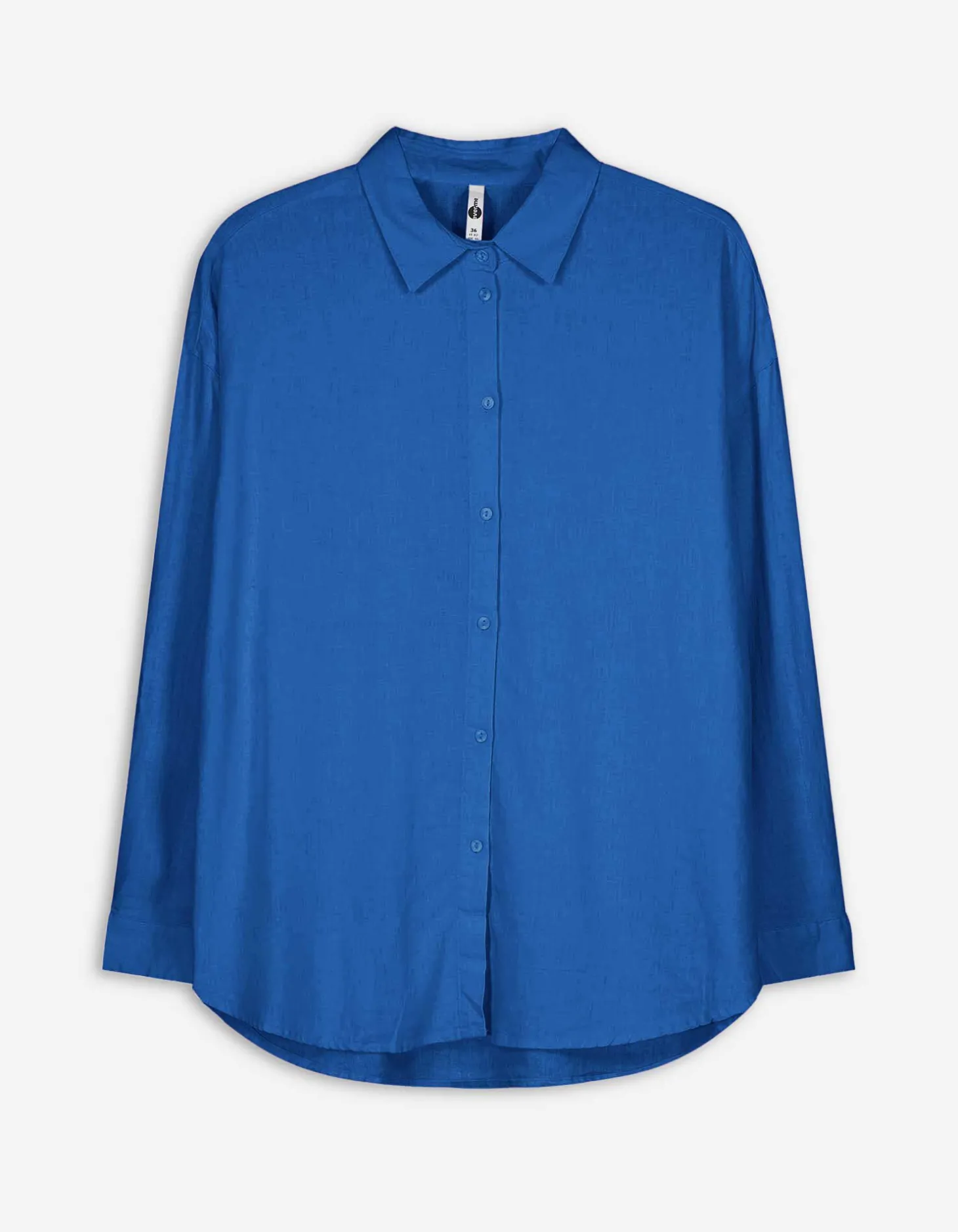 Overhemdblouse - Linnenmix - blauw