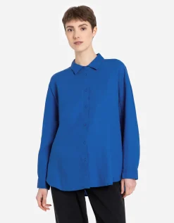 Overhemdblouse - Linnenmix - blauw
