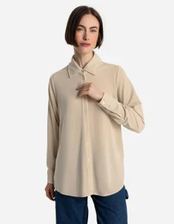 Overhemdblouse - Lurex - beige