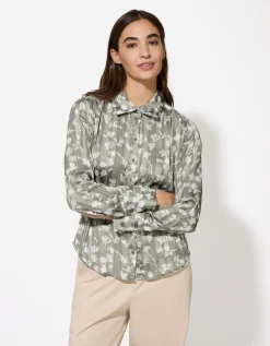 Overhemdblouse - Print all-over - donkergroen