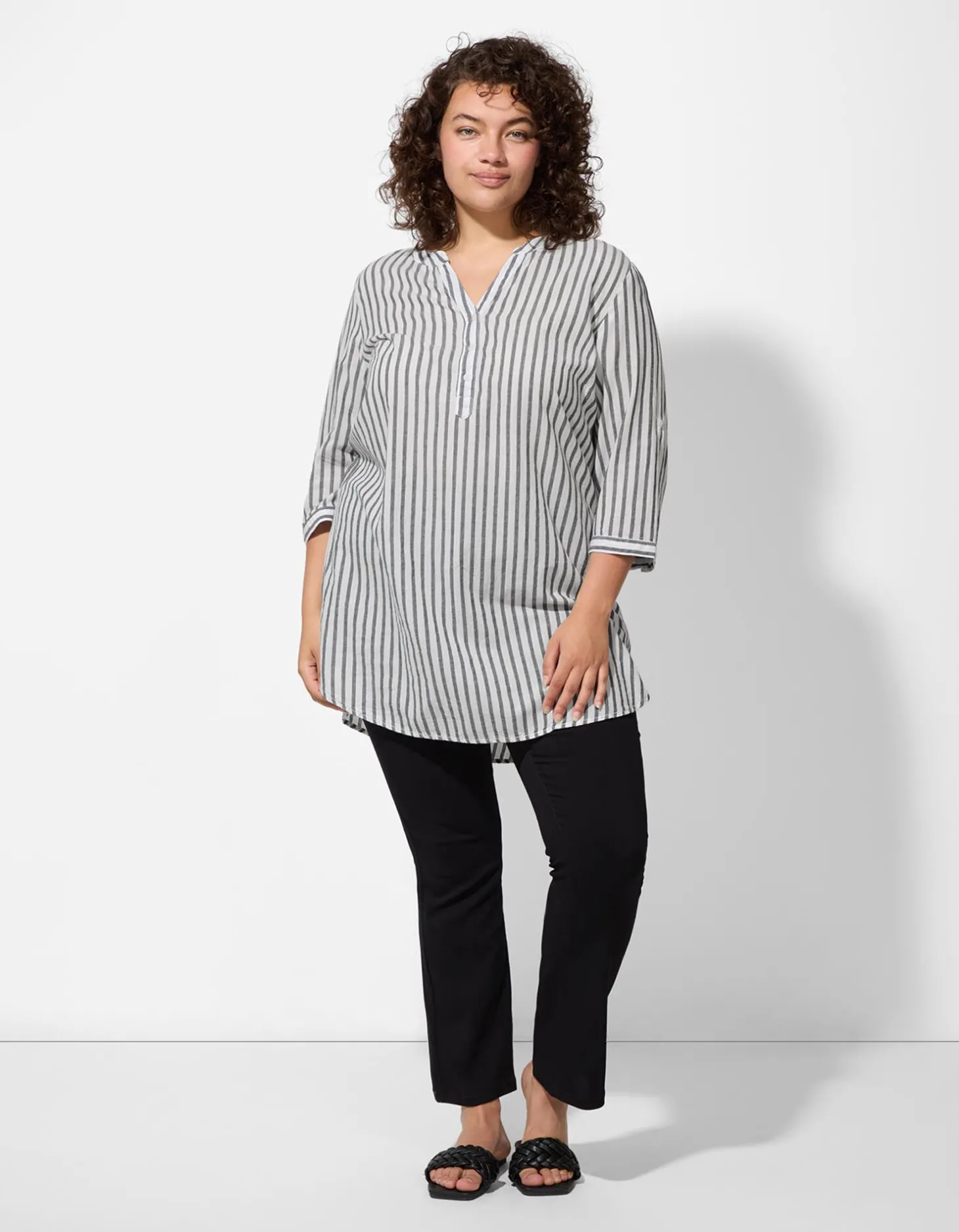 Overhemdblouse - Strepen - zwart