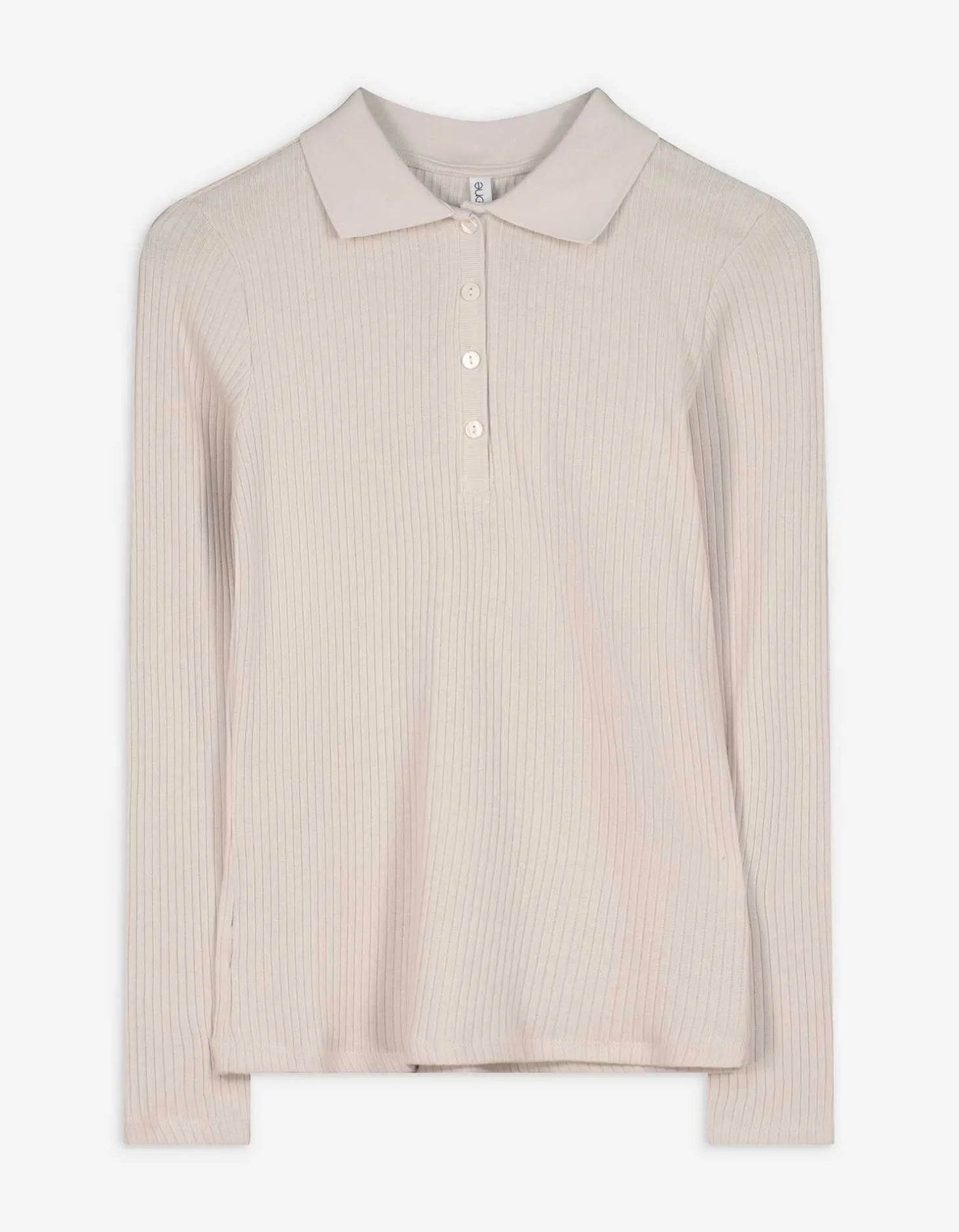 Poloshirt - Geribde structuur - beige
