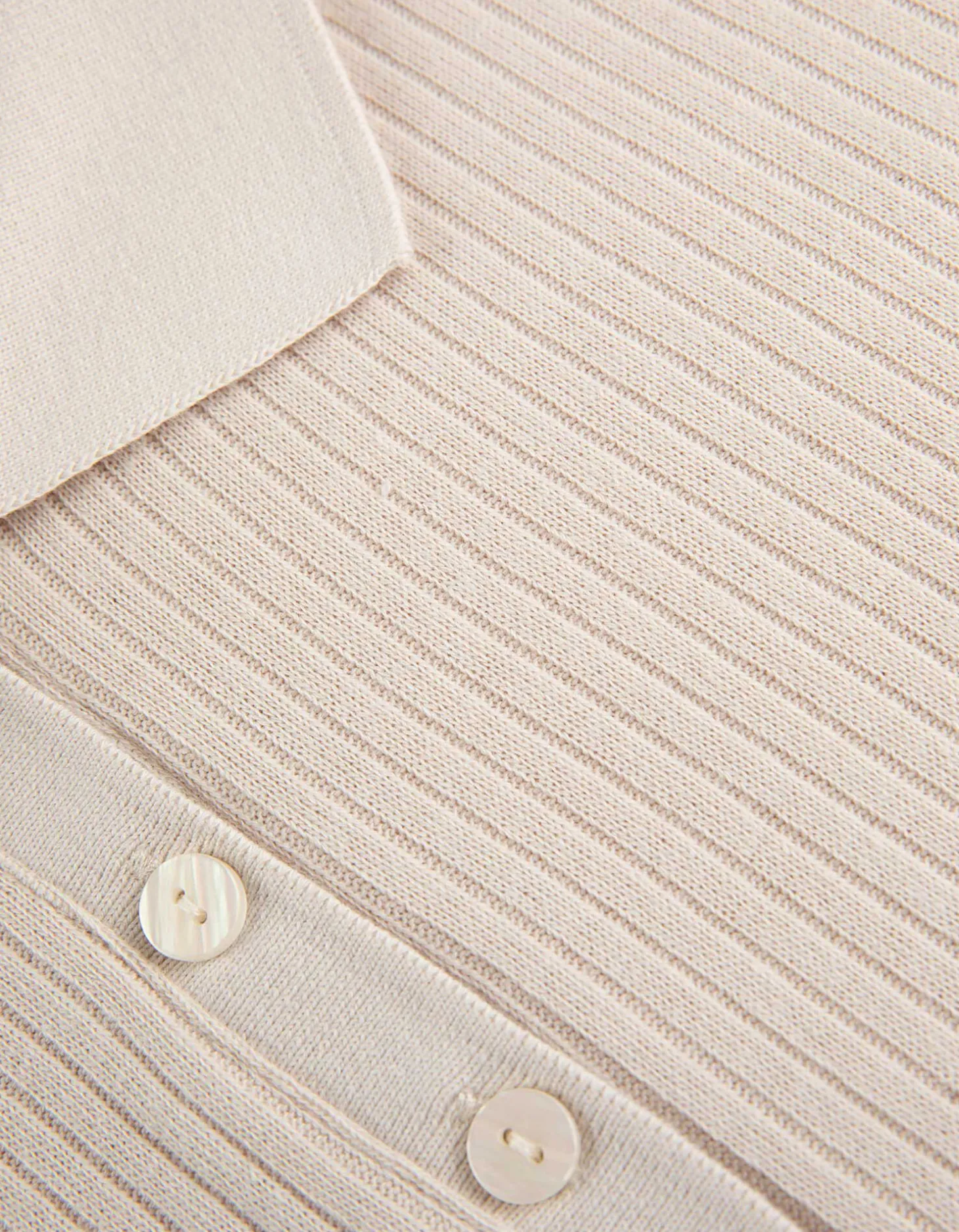 Poloshirt - Geribde structuur - beige