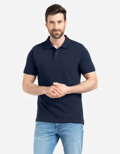 Poloshirt - Knoopsluiting - donkerblauw