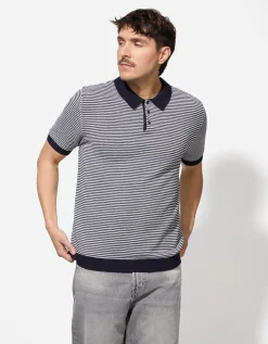 Poloshirt - Motief all-over - donkerblauw