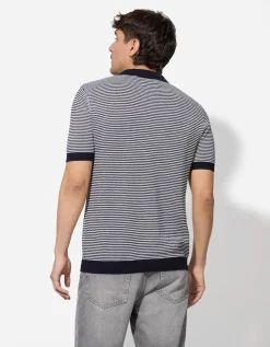 Poloshirt - Motief all-over - donkerblauw