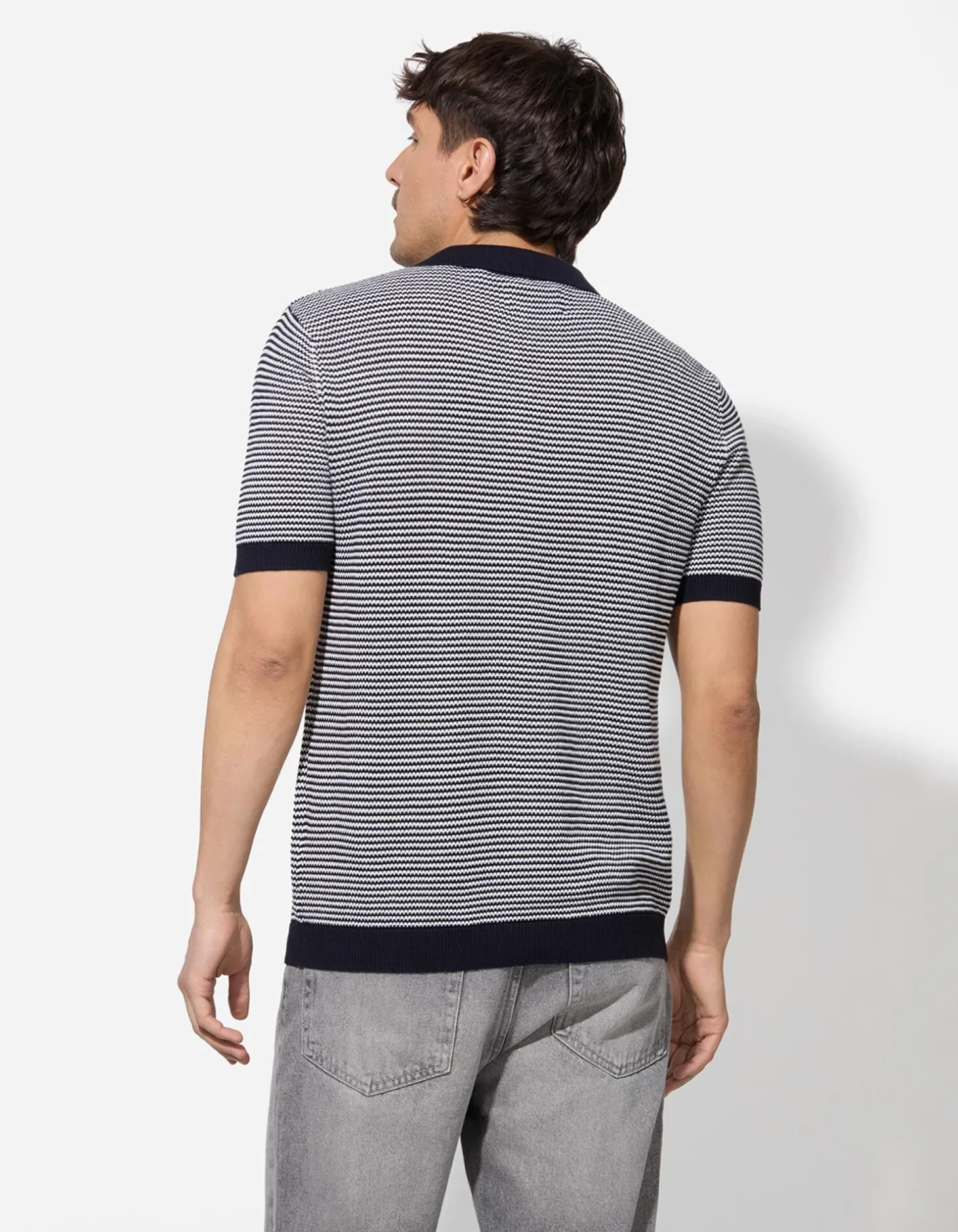 Poloshirt - Motief all-over - donkerblauw