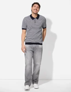 Poloshirt - Motief all-over - donkerblauw