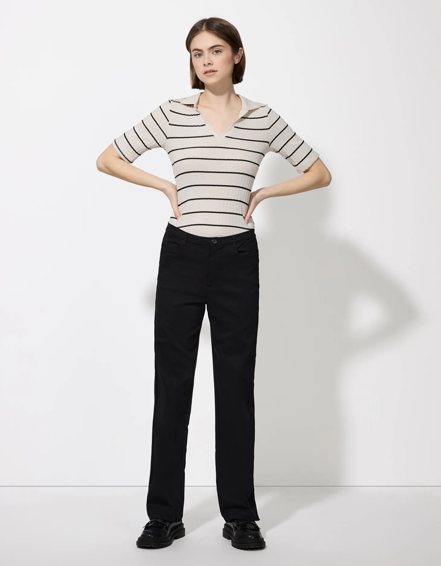Poloshirt - Strepen - wit