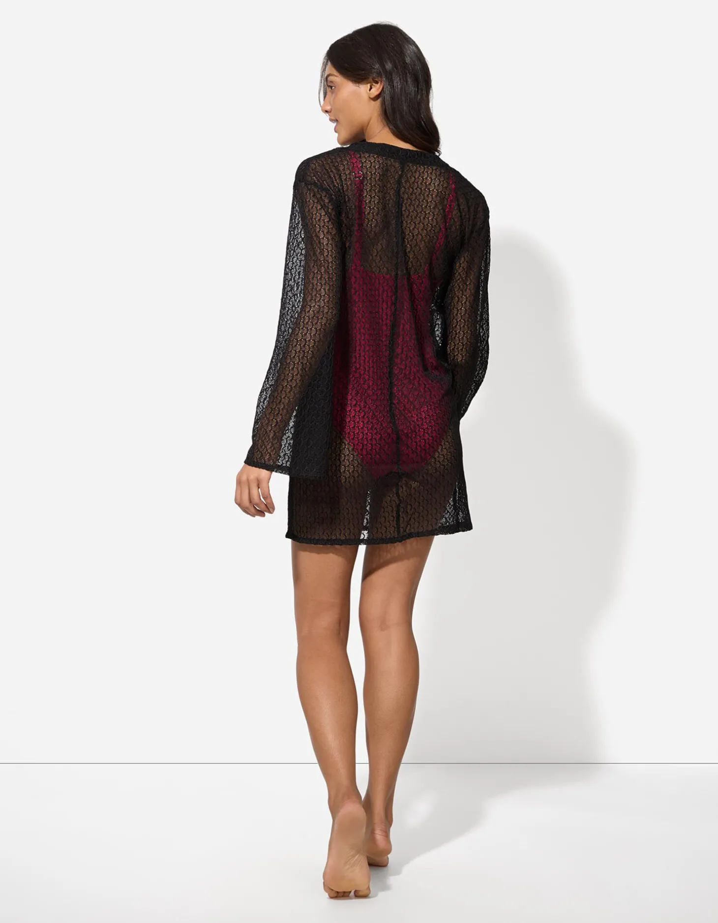 Poncho - Broderie - zwart