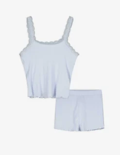 Pyjama set van shirt en broek - Effen - lichtblauw