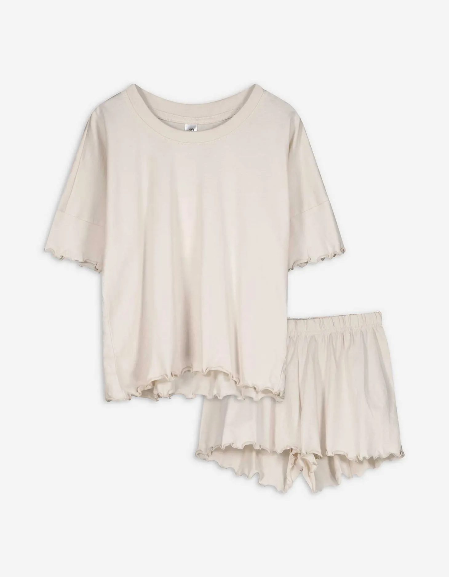 Pyjama set van shirt en shorts - Effen - wit