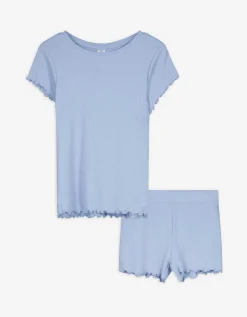 Pyjama set van shirt en shorts - Effen - lichtblauw