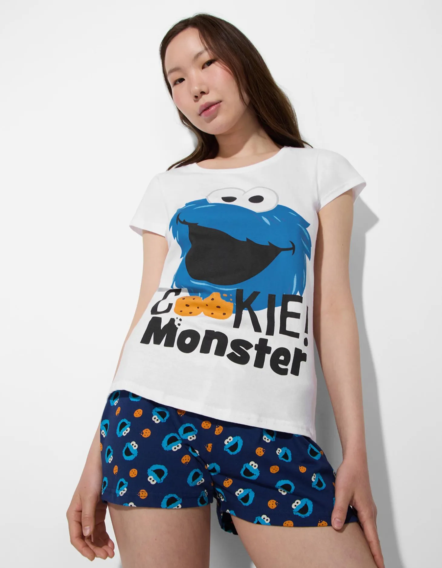 Pyjama set van shirt en shorts - Disneyprint - wit