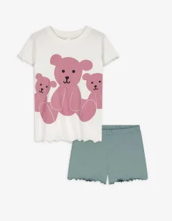 Pyjama set van shirt en shorts - Print - brons
