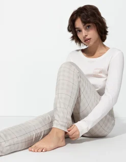 Pyjamabroek - Motief all-over - wit