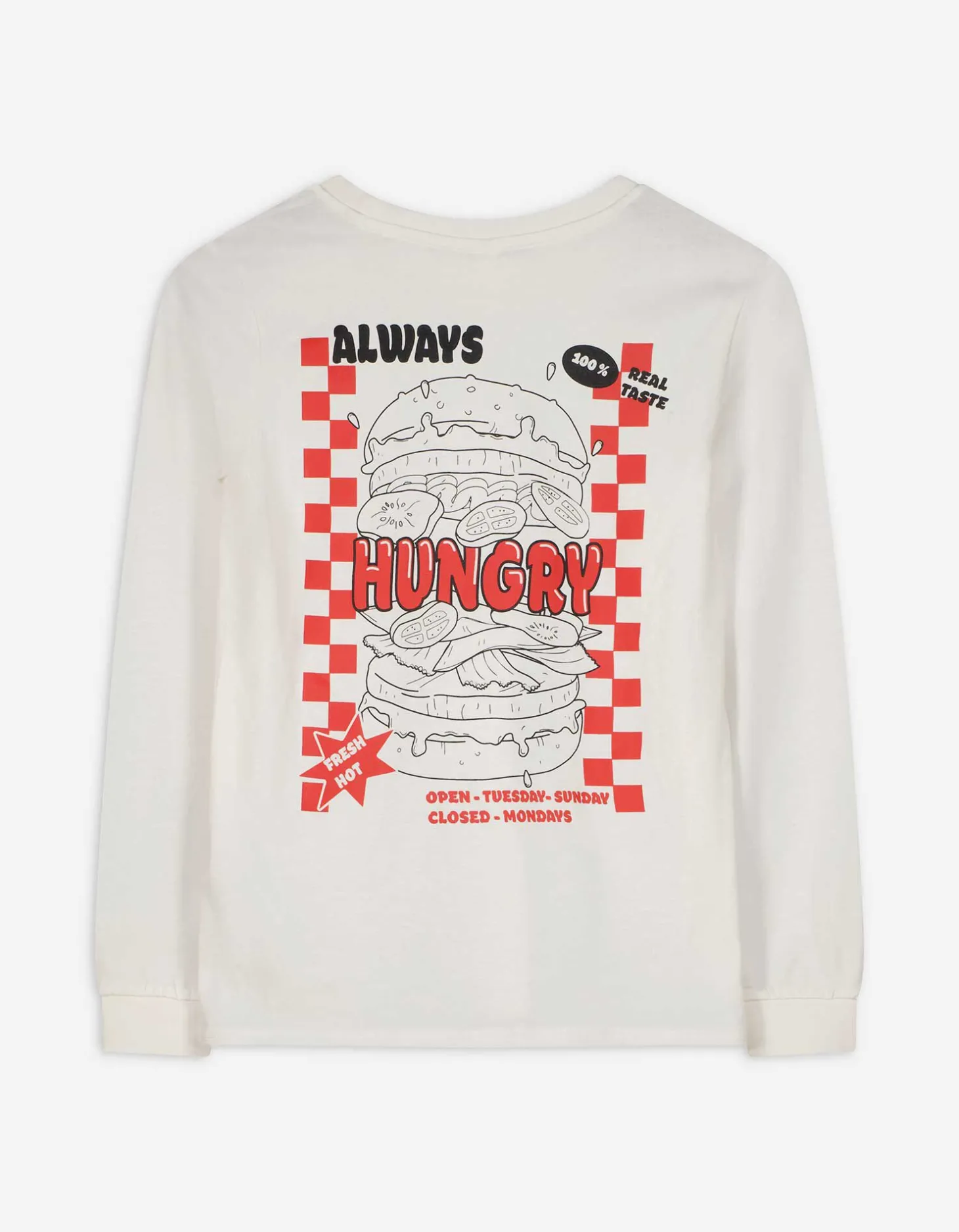 Pyjamaset bestaande uit shirt met lange mouwen en broek - Print op rug - wit