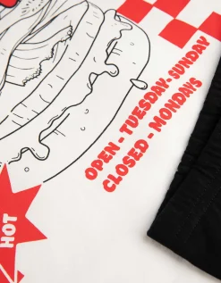 Pyjamaset bestaande uit shirt met lange mouwen en broek - Print op rug - wit
