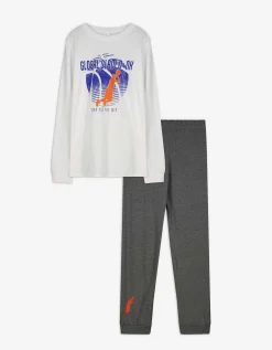 Pyjamaset bestaande uit shirt met lange mouwen en broek - Print - brons