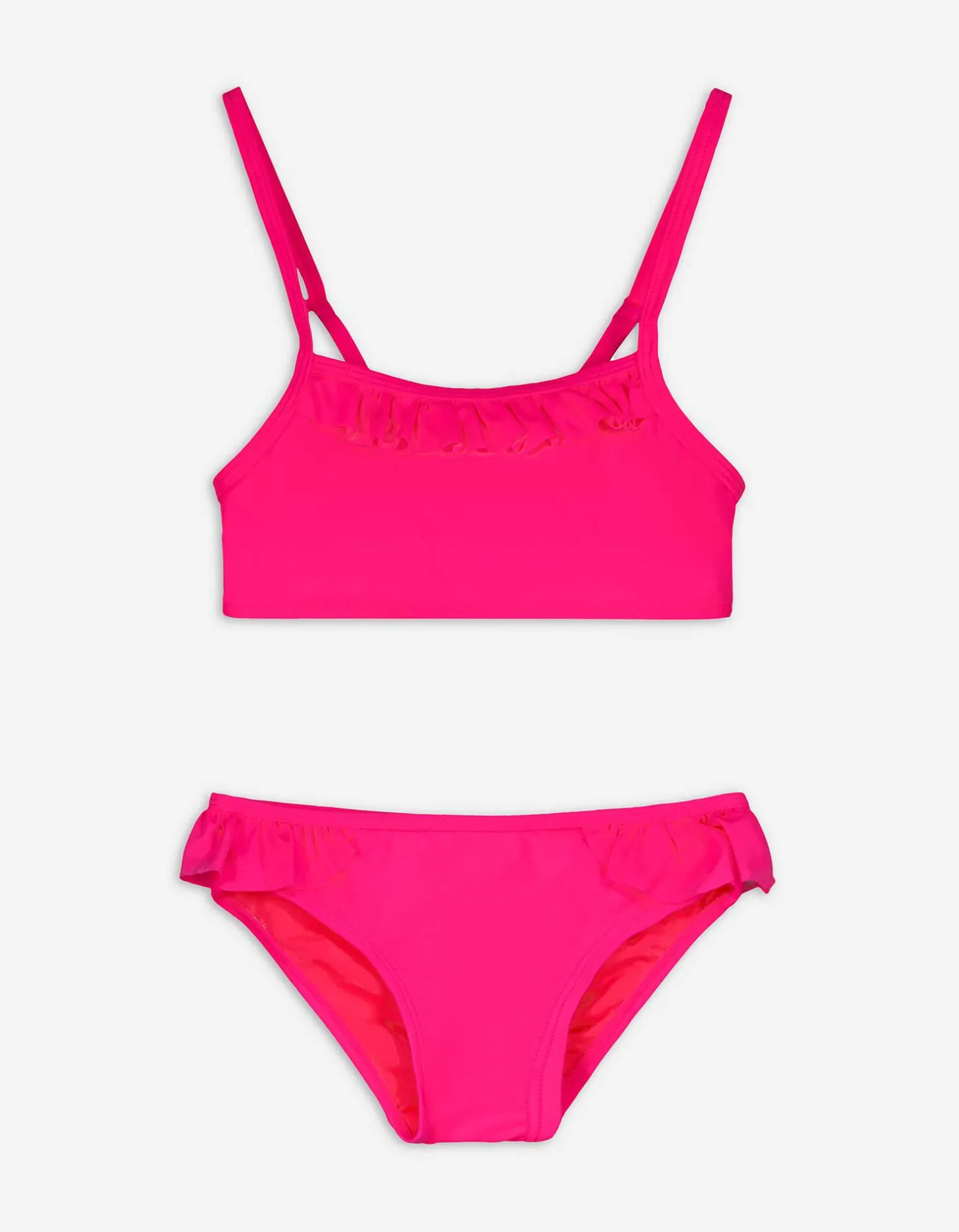 Set van bikinitop en bikinibroekje - Volants - pink