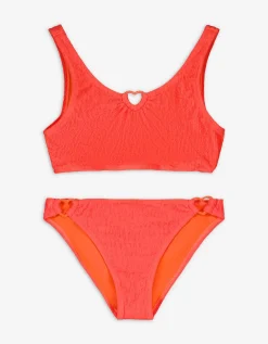 Set van bikinitop en bikinibroekje - Geribde structuur - oranje