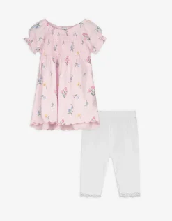 Set van jurk en legging - Met kant - roze