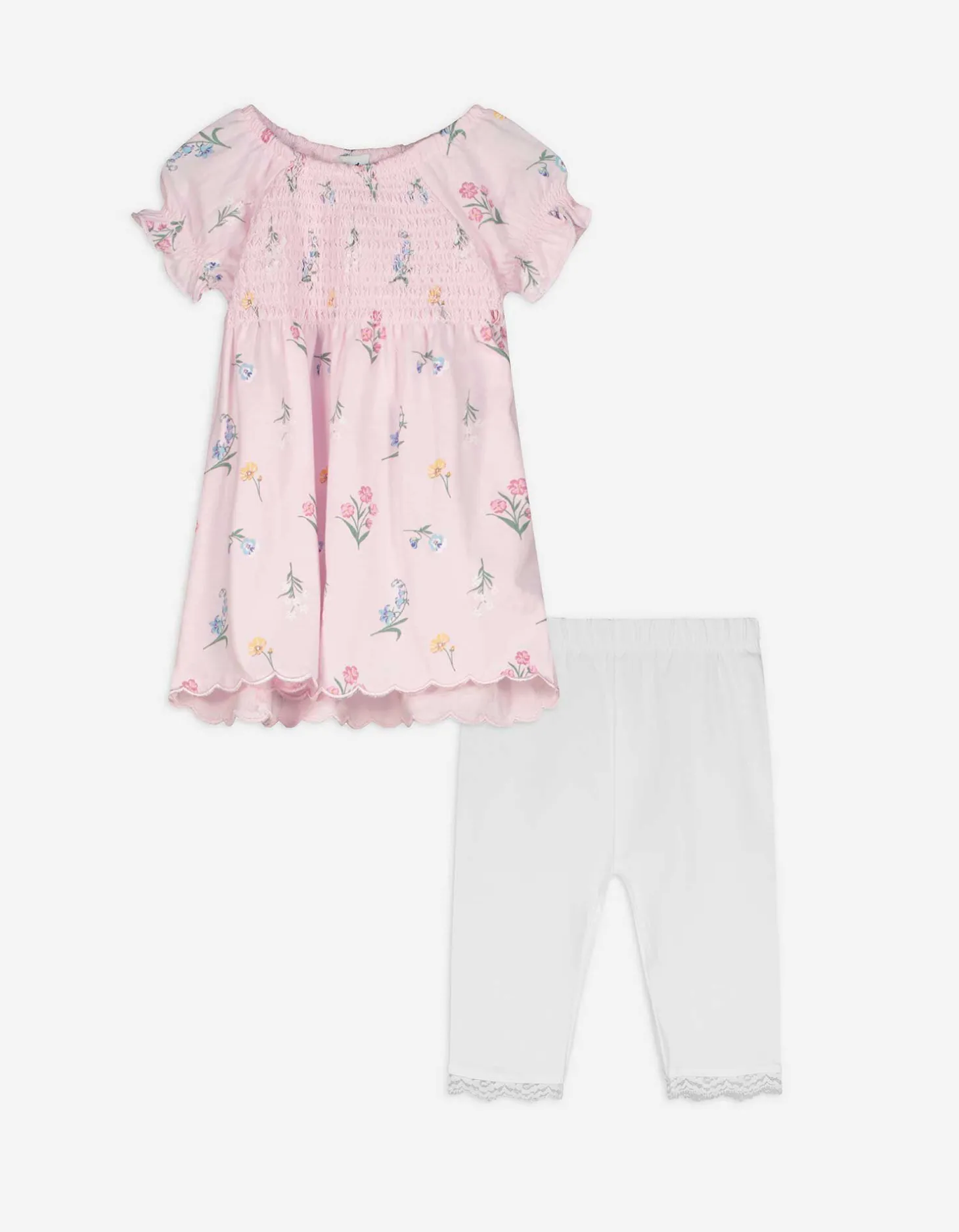 Set van jurk en legging - Met kant - roze