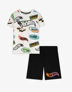Set van shirt en shorts - Hot Wheels - wit