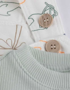 Set van shirt en tuinbroek - Motief all-over - wit