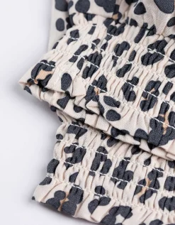 Set van top en broek - Dierenprint - beige