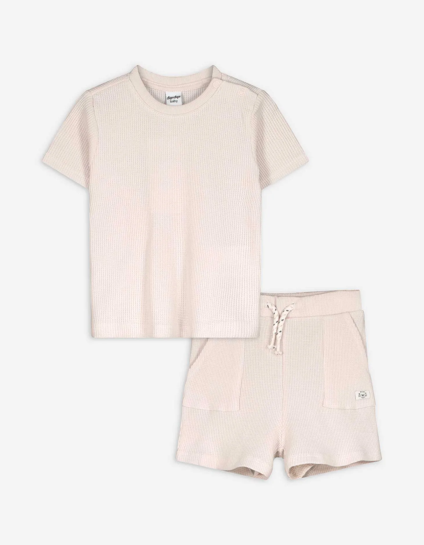 Set van T-shirt en broek - Wafelstructuur - wit