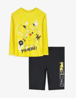 Set van UV-shirt en UV-broek - Pok&eacute;mon - geel