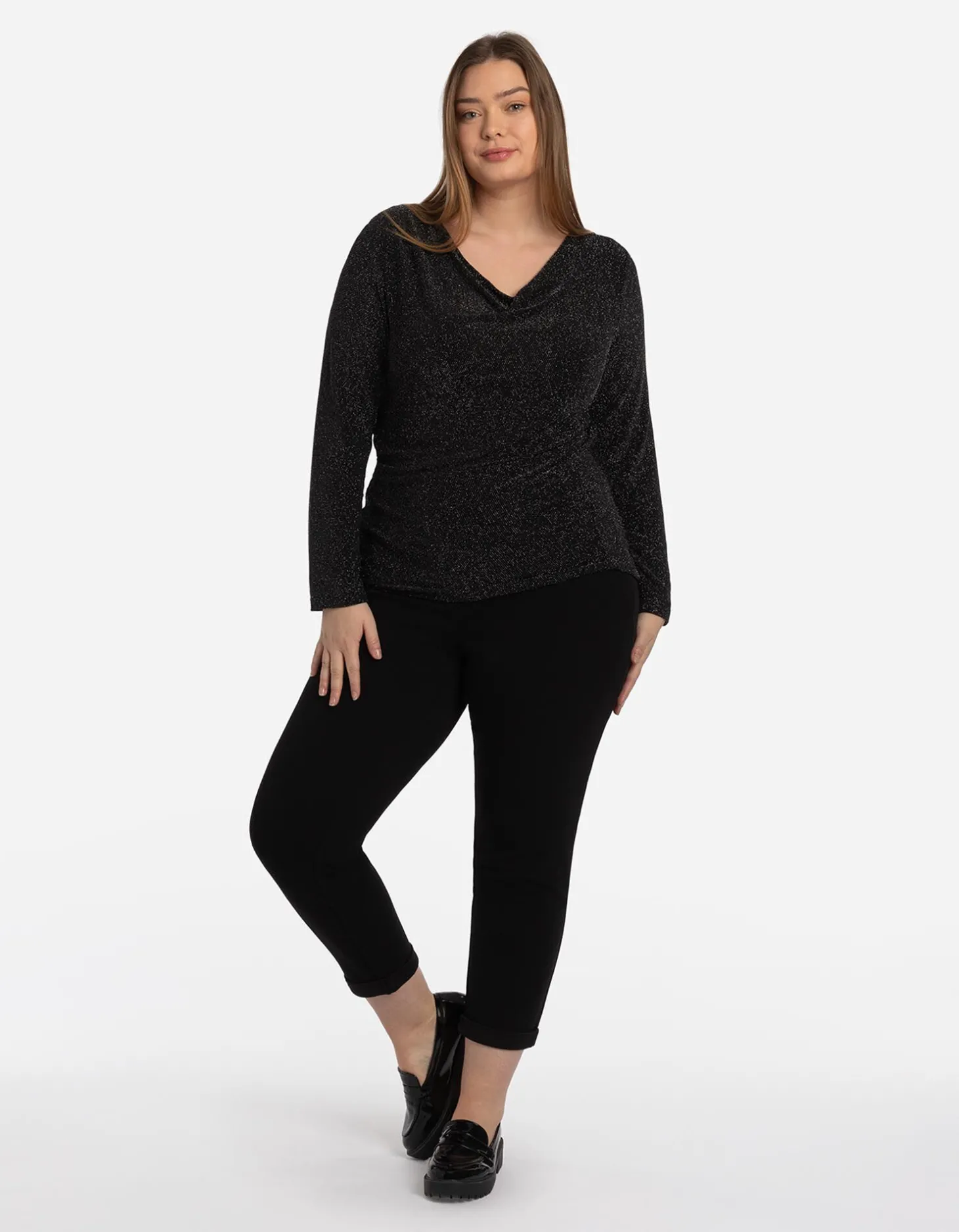 Shirt - Elastische randen - zwart