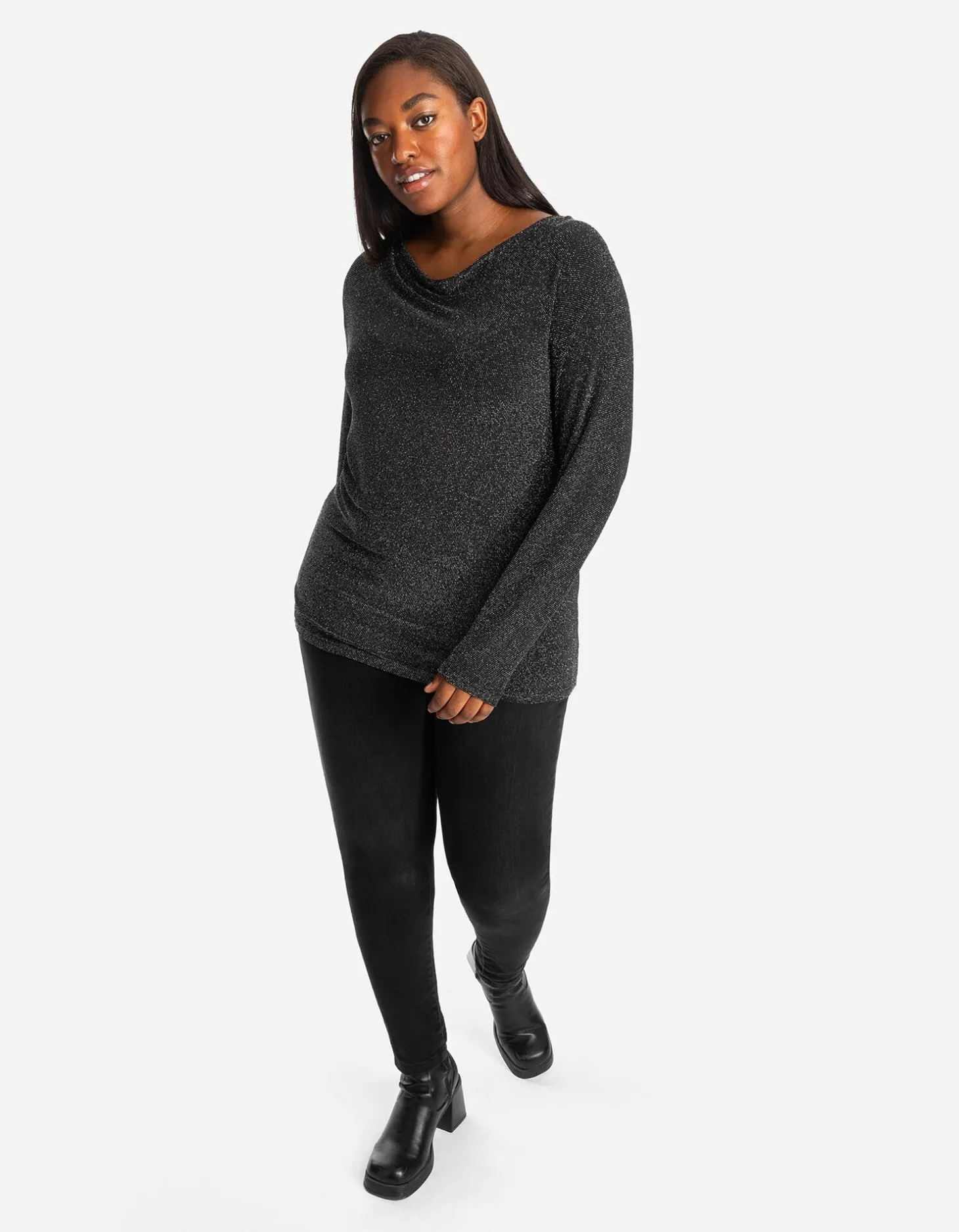 Shirt - Elastische randen - zwart
