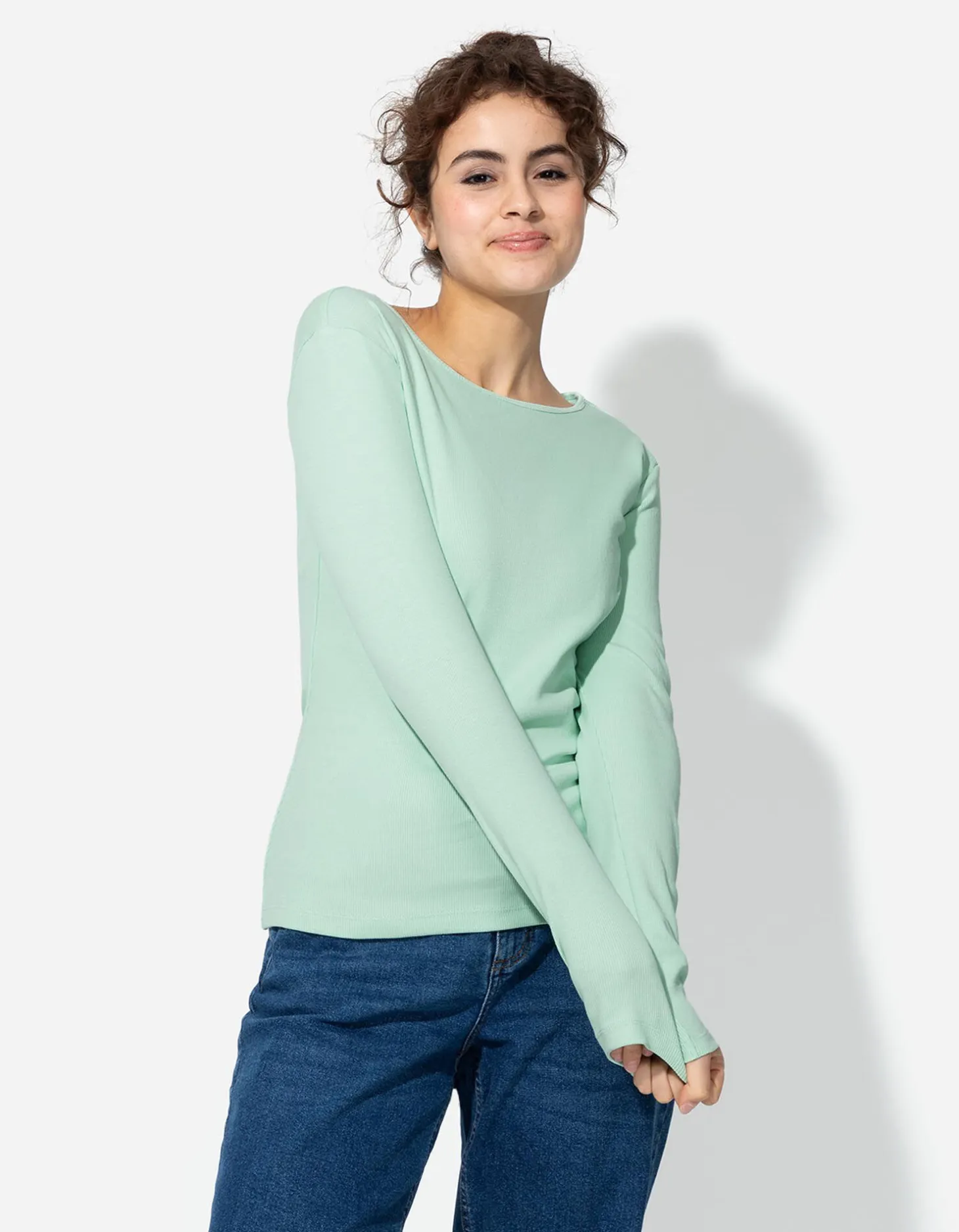 Shirt - Geribde structuur - groen