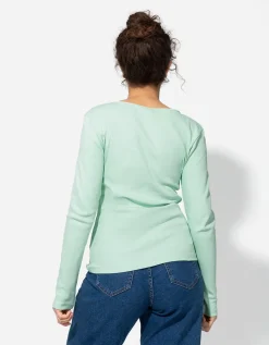 Shirt - Geribde structuur - groen