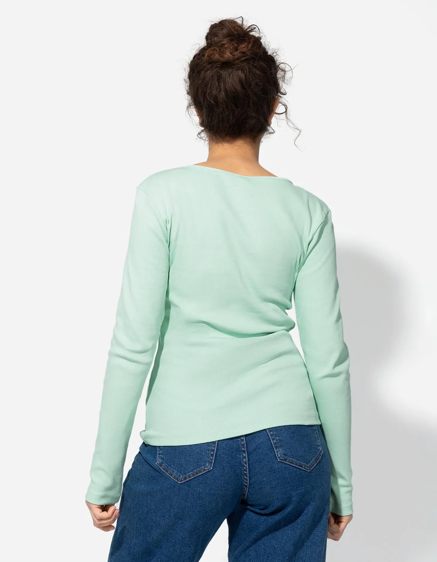 Shirt - Geribde structuur - groen