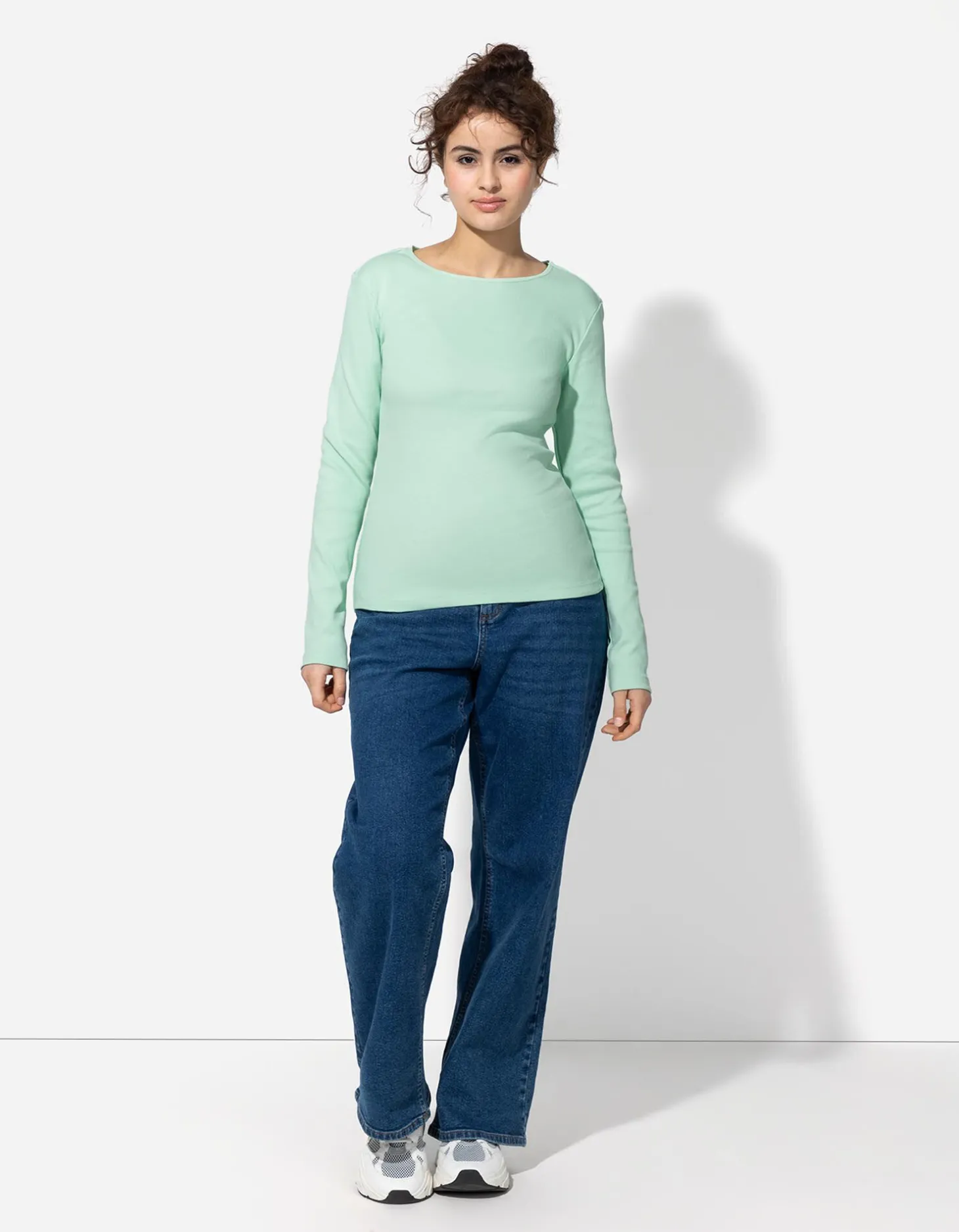 Shirt - Geribde structuur - groen