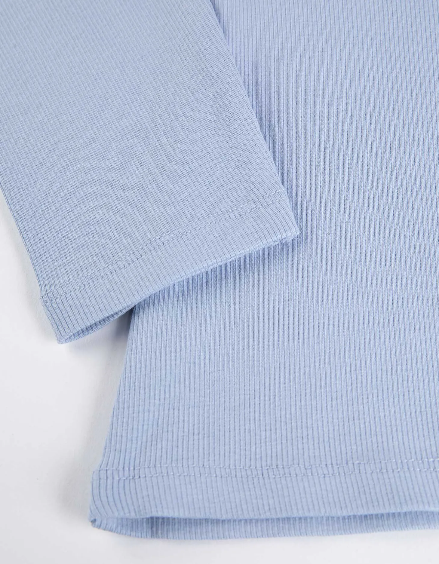 Shirt - Geribde structuur - lichtblauw