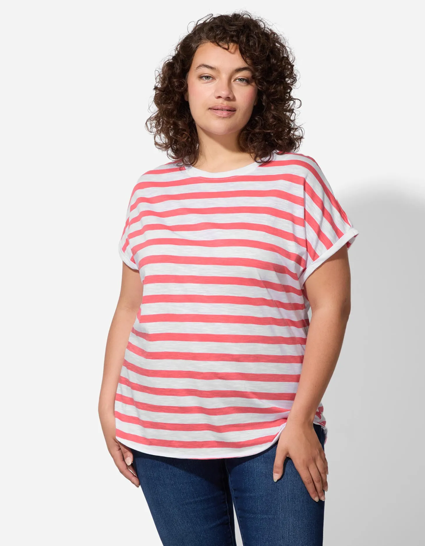 Shirt - Strepen - lichtrood