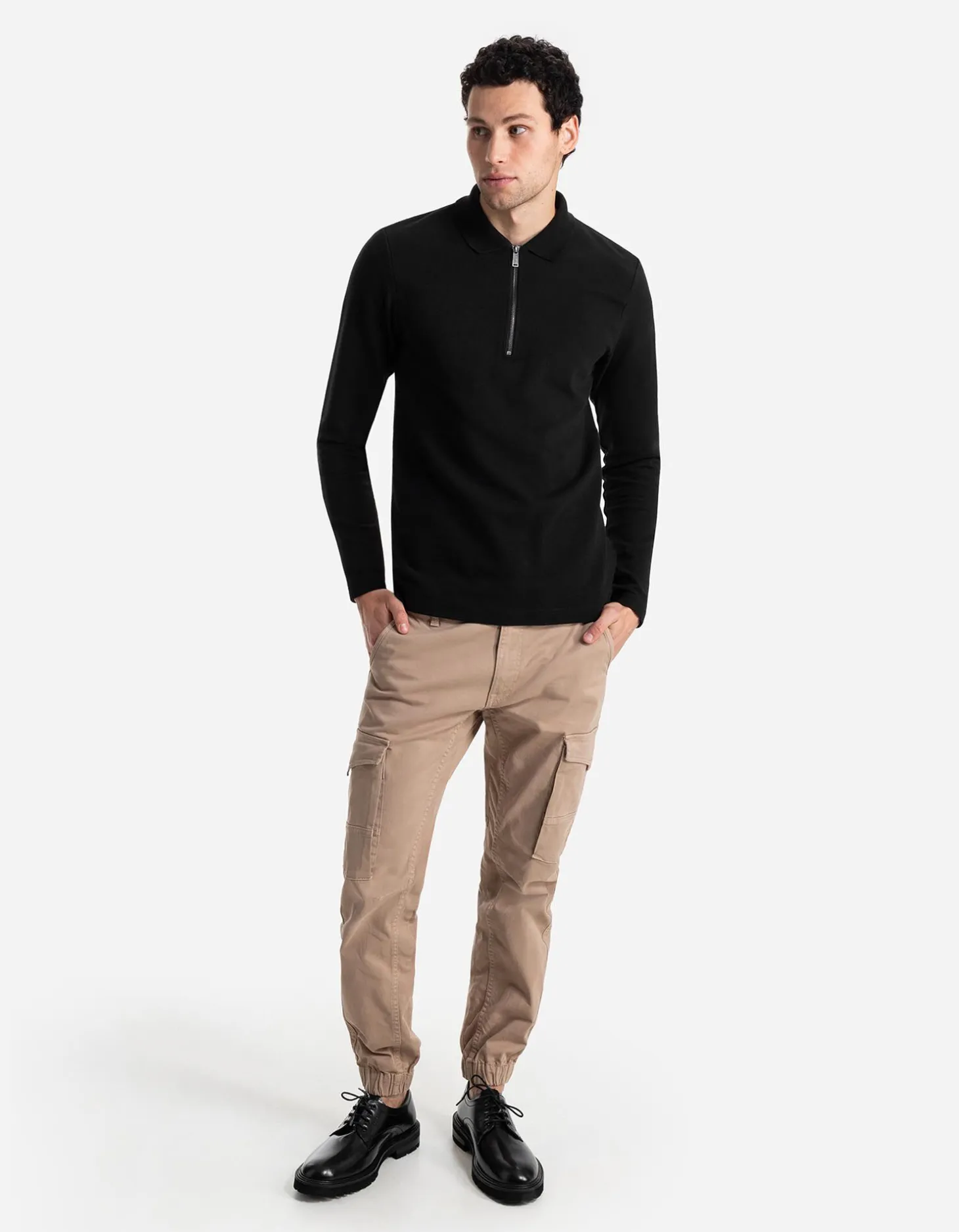 Shirt met lange mouwen - Ritssluiting - zwart