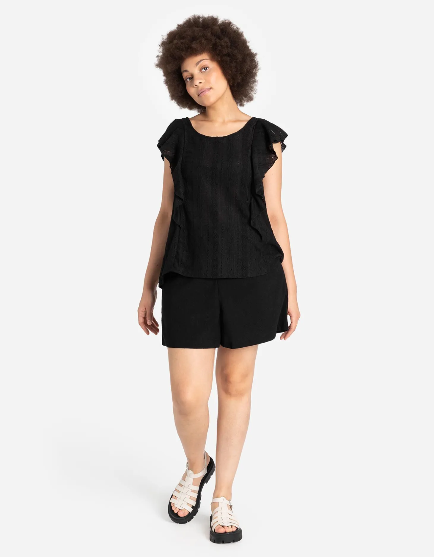 Short - Materiaalmix - zwart
