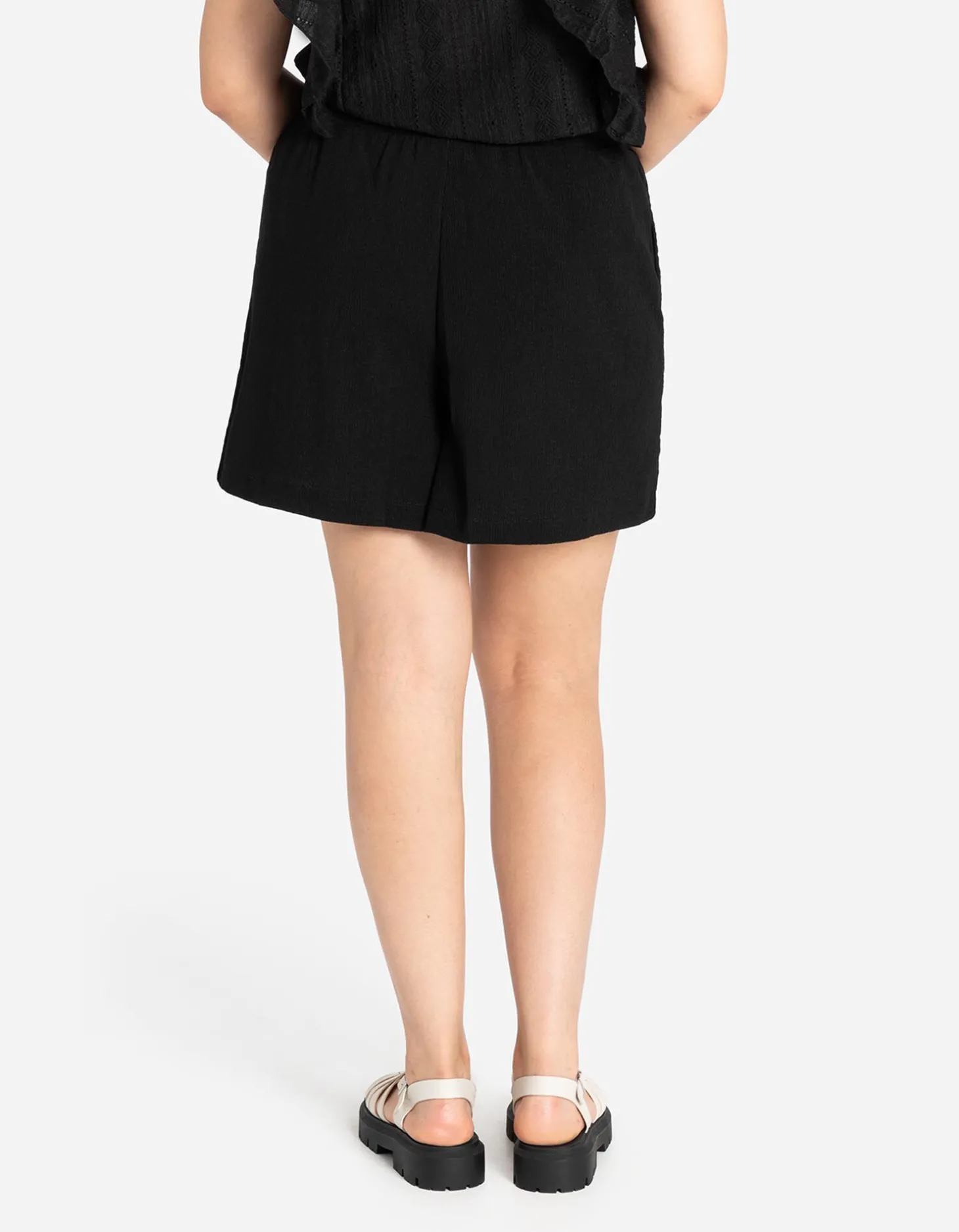 Short - Materiaalmix - zwart