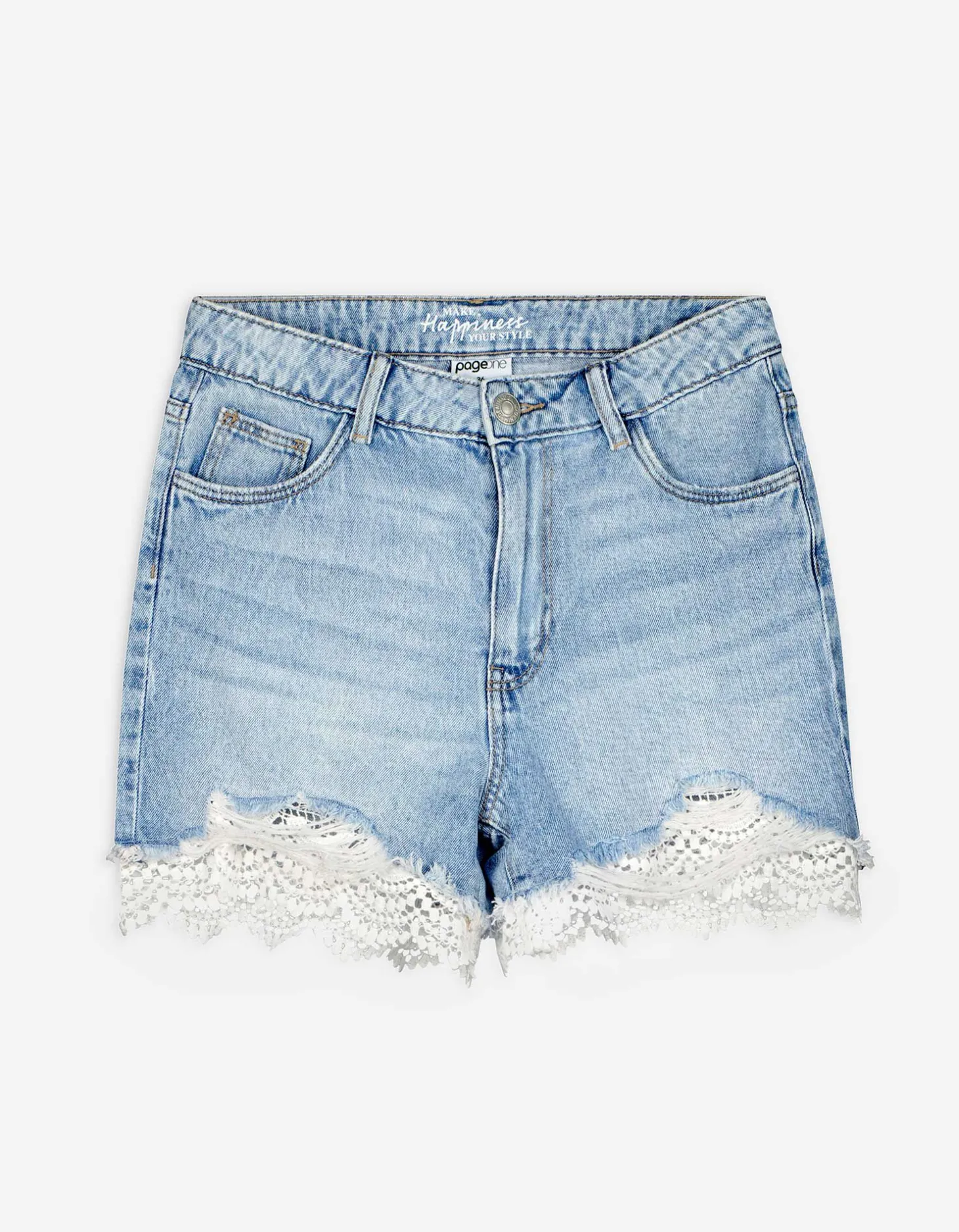 Short - Met kant - lichtblauw