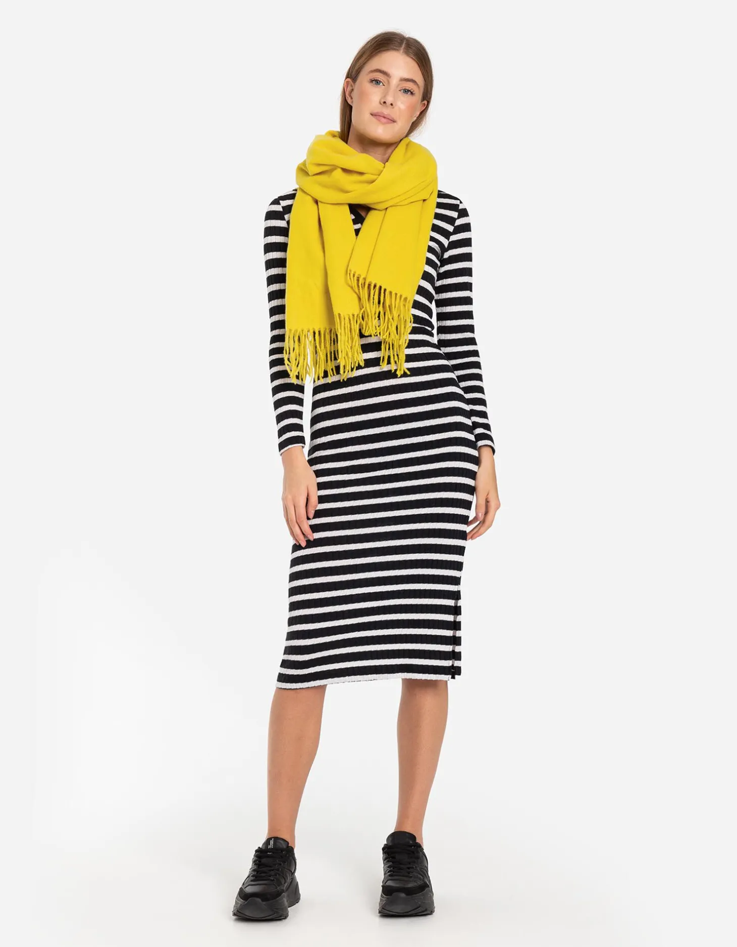 Sjaal - Wol look - geel