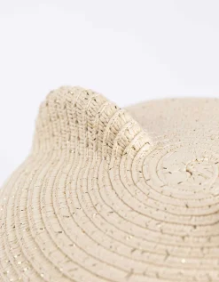 Strohoed - Borduursels - beige