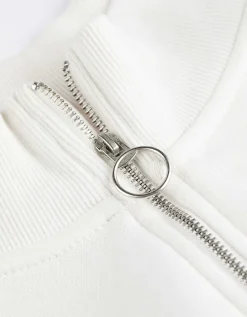 Sweatshirt - Opstaande kraag - wit