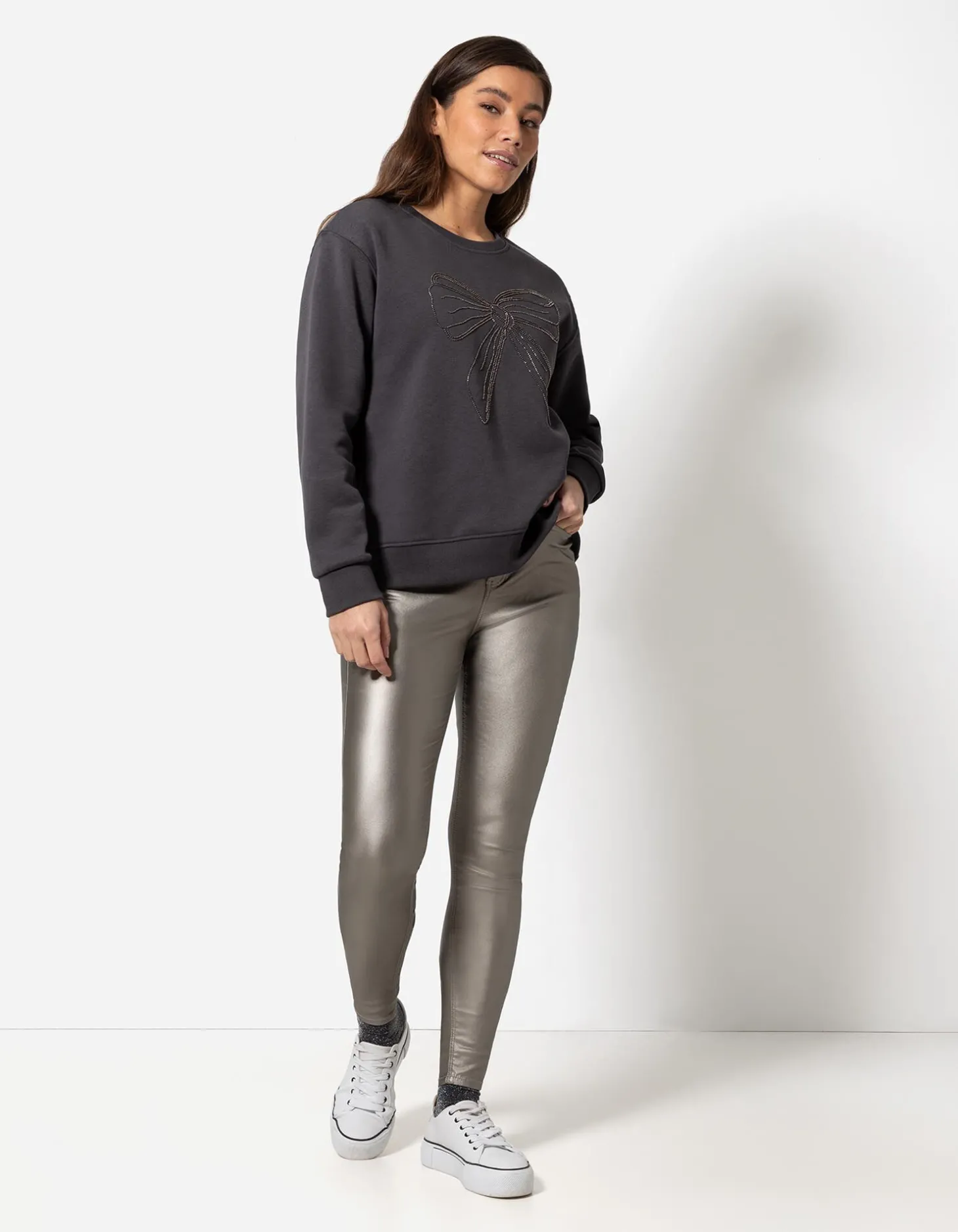 Sweatshirt - Sierkraaltjes - donkergrijs